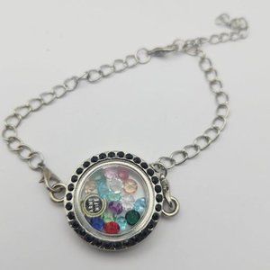 Rhinestone Memory Locket with crystals (changeable) Army Wife bracelet